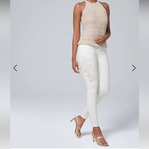 NWOT White House Black Market Curvy Fit High-Rise Embellished Skinny Jeans